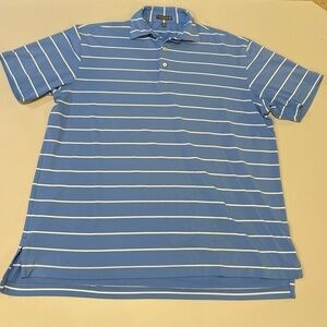 Peter Millar Southern Comfort Blue with White Stripes Polo Size Medium